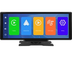 LotaHome - Carplay - 10.26 inch - Touchscreen - Voice-over - Spraakbesturing - Carplay Scherm - Apple Carplay - Android Carplay - Navigatiesysteem Auto - Universeel - Multimedia Autoradio - Inclusief Achteruitrijcamera - Zwart - Kerst Cadeau