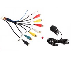 Rca tulp stekkers met externe microfoon | Geschikt voor Android carplay autoradio's | RCA Kabels voor Autoradio - AUX, Video, Audio, Microfoon en Subwoofer Radio Aansluiting tulpstekkers