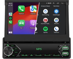 Universeel 1 DIN | Klapscherm 7 inch | Draadloos CarPlay & Android Auto | Autoradio