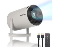 AB Goods Pro Mini Beamer Editie 2026 - Projector - mini beamer 4K - 4K Support - mini beamer smartphone - Draagbaar - Thuisbioscoop - Wit