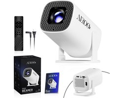 AeroQ Premium Mini Beamer – Alles-in-één Smart TV Projector - 2026 model - Android - WiFi & Bluetooth - 4k ondersteuning - Beamer - Home Cinema - 150 inch Full HD - Wit