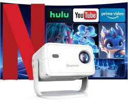 Alwtniet Android 13 Smart Projector 4K – 400 ANSI – WiFi 6 & Bluetooth 5.3 – Auto Focus & Keystone – Voice Control – Draagbare Mini Beamer voor Home Cinema