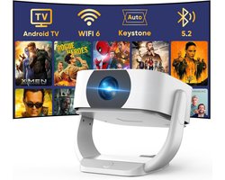 ApexArte® Mini Beamer - Film Projector met Bluetooth - Draagbare Beamer - 4K Kwaliteit - Wit