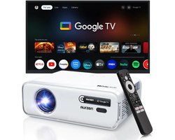 Aurzen EAZZE D1G Mini Beamer – Google TV – Mini Projector – Full HD 1080p – Google TV (ingebouwd) – HDR10 – Dolby Audio – Auto Focus & Keystone – WiFi 5G & Bluetooth 5.1