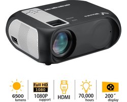 Beamer met afstandsbediening, 1080P Ondersteund LED Wifi projector met luidspreker 16:9 6500 lumen home theater Draadloze live streaming projector voor binnen/daglicht en buiten, USB/HDMI/AV/3.5mm Aux