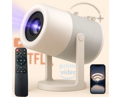 Beamer Samorite 4K - Projector – Mini Beamer - Full HD 1920×1080 Autofocus – 150 inch Scherm – Ingebouwde Speaker – Incl. HDMI, Afstandsbediening & Batterijen