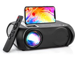 Beamer - Video Projector WiFi Bluetooth Draagbare Projector 1080P Full HD 6500 Lumen Overhead Projector Film Ingebouwde Luidsprekers Thuisbioscoop Compatibel iPhone Android Smartphone PC PS4 TV Stick ZWART
