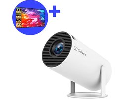 Cahaya - Mini beamer 2026 model + Projectiescherm (100'') - Pro versie - Mini Beamer - mini projector - draagbare beamer - projector / beamer - Geïntegreerd Android 12.0 systeem - Screen mirroring smartphone - Home cinema