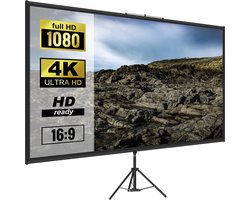 Hennova Beamer - Projector - Projector scherm - 4K HD projector scherm - Draagbaar - In hoogte verstelbaar - Eenvoudige montage - Zwart - 100 Inch - 227 x 127 cm