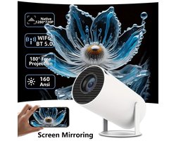 HY300 Slimme 4K Beamer | WiFi Schermspiegeling iOS/Android | 360° Surround Sound | Dual-Band WiFi & Bluetooth | HDMI, USB, Voor Thuisbioscoop