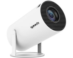Igoods Projector - Mini-beamer - Videoprojector - Draagbare Projector - HD - Streamen - 180° draaibaar - Met Afstandbediening - Wifi 6 - Bluetooth 5.0 - Wit