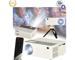 Ikonka Mini Beamer Full HD Projector 1080p met Tripod en Afstandsbediening – LED Home Mini Beamer met Speaker, HDMI USB AV AUX, voor Laptop Telefoon Console, 30.000 uur lamp, tot 100 inch Draagbaar Compact Design Voor Thuis En Onderweg Met Ebook