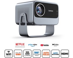 Lenco Beamer LPJ‑960SI - Full HD Projector - Wifi - Netflix en YouTube - 300 ANSI - 180° Standaard