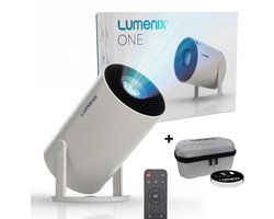 Lumenix® ONE Mini Beamer - Smart TV & 4K support - Netflix - Android 14.0 - Projector - WiFi 6 & Bluetooth 5.0 - Voor iOS en Android - Home Cinema - Wit