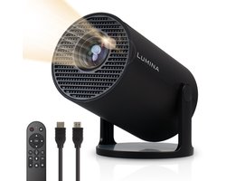 Lumina® Pro Mini Beamer 2026 – Android 14 Smart Projector met Google Playstore – Thuisbioscoop – Voor iOS & Android – WiFi 6 & Bluetooth 5.4 – Zwart
