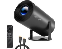 Lumistar® Premium Mini Beamer - Alles-in-één Smart TV Projector - 2025 model - Android 13.0 - WiFi 6 & Bluetooth 5.2 - 4k Ondersteuning - Beamer - Inclusief Hdmi kabel - Home Cinema - Zwart