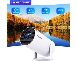 Magcubic HY300 Pro Projector – Draagbare 4K Support Mini Beamer – Android 14 – WiFi 6 & Bluetooth 5.4 – 260 ANSI – 180° Lens – Home Theater