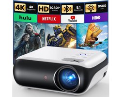Mini 4K Projector – Native 1080P Beamer met Bluetooth 5.1 – Draagbare Buitenprojector – Compatibel met TV-Stick, Smartphone, Laptop, HDMI & USB