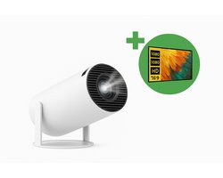 Mini Beamer 2025 + 100'' Projectiedoek – Pro Versie – Draagbare Mini Projector – Android 12.0 – Screen Mirroring – Home Cinema – Compacte Beamer
