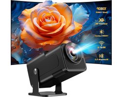 Mini-beamer 4K-projector Native 1080p thuisbioscoop-beamer - 500 ANSI lumen - mobiele telefoon met Android 11.0 OS - 180 graden rotatie - smart projector met wifi 6 - BT 5.2 - automatische - allesin Mini Beamer