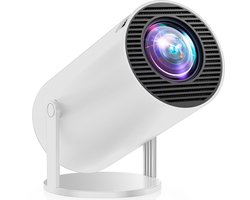 Mini Beamer HY300 Pro - Projector met Netflix+YouTube+Disney+ - 4K-ondersteuning - Home Cinema - Android 14.0 - WiFi 6 & Bluetooth 5.2 - Wit
