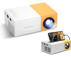 Mini Beamer - Input Tot 1080p Full HD - Projector - Mini Projector - HDMI - USB - Wit / Geel - Smartphone - Draagbaar - Ingebouwde Speaker - HD Beamer Geschikt voor Presentatie En Home Cinema - Geel En Wit