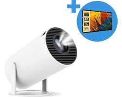 Mini Beamer - met Projectiescherm 120 inch (266 cm) - 4K Beeldkwaliteit - Android 11.0 - Projector Scherm - WIFI 6 & Bluetooth 5.2 - 200 ANSI Lumen- HD - Home Cinema - Beamerscherm - Proun