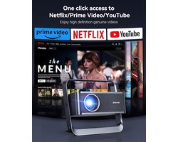 Mini Beamer met Wi-Fi 6 & Bluetooth 5.2 -1080P FHD Smart Projector met 4K-Ondersteuning – 30.000 Lumen – 4D/4P Keystone & Elektrische Scherpstelling – 270° Draaibaar Design