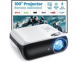 Mini Beamer - Streamen vanaf je telefoon - Input tot 1080P Bluetooth Audio - Projector - Mini Projector - HDMI - USB - Wit - Smartphone - Zoomfunctie - Draagbaar - Ingebouwde speaker
