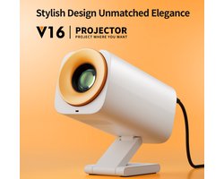 Mini Beamer V16 - Projector met Netflix+YouTube+Disney+ - 4K-ondersteuning - Home Cinema - Android 11 - WiFi 6 & Bluetooth 5.2 - Wit