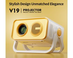 Mini Beamer V19 - Projector met Netflix+YouTube+Disney+ - 4K-ondersteuning - Home Cinema - Android 11 - WiFi 6 & Bluetooth 5.2 - Geel