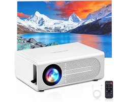 Mini Bluetooth HD 1080P-projector met afstandsbediening - Draagbare thuisbioscoop voor buiten, compatibel met HDMI/USB/laptop/iPhone/Android - Wit