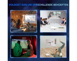 Mini Projector - Draagbaar Mini Beamer - Full HD 1920 X 1080 - 6000 lumen - 5000:1 Contrast - Met Ingebouwde Stereo Luidsprekers - Wifi, Bluetooth - TV Stick, TV Box, HDMI, USB, TF/SD Kaart, VGA, AV - 15,5 x 21 x 7 cm - Wit