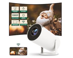 Mini-projector | HY300 Slimme 4K Beamer met Android TV | 5G WiFi Schermspiegeling | 360° Surround Sound | Geschikt voor iOS, Android, HDMI & USB | Voor Thuis- en Buitenbioscoop
