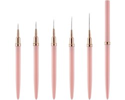 Pennen voor nail art 5 stuks roze penselen voor nail art uv-gel schilderij artistiek ontwerp plastic pen tekengereedschap voor lange en dunne lijnen tekenmaten