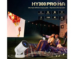 Projector Hy300 Pro - Mini beamer - 4K Android 11 Dual Wifi6 - 260Ansi - Allwinner H713 Bt 5.0 1080P 1280*720P - Home Cinema Outdoor Projetor