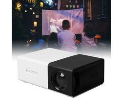 Projector voor kinderen, HD 1080P, intelligente draagbare pocketfilmprojector met USB, HDMI, AV, geheugenkaart, 3,5 mm audio, palmvideoprojector voor thuisbioscoop, films, zwart-wit
