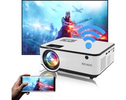 Relave - Input tot Full HD Beamer - 6500 Lumens - Mini Projector - Streamen met Telefoon Via Wifi - met afstandsbediening - Inclusief Projectiescherm