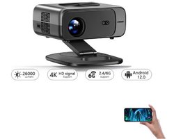 Serolux® - Android & iPhone WIFI Projector – Beamers - Full HD - Dolby Audio - Autofocus & Automatische keystone - 1920×1080P – 30.000 Lumen LED – 8K ondersteuning – 2GB RAM + 32GB ROM – Bluetooth 6 – 28 × 18 × 28 cm - Zwart