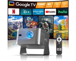 Smart Beamer Full HD 1080p met Google TV – 650 ANSI Lumen – Autofocus – 4K Ondersteuning – 180° Draaibaar