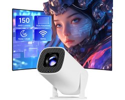 Smart Mini Beamer P30 PRO - Projector met Netflix,YouTube & Disney+ - 4K-ondersteuning - Home Cinema - Android 14.0 - Wifi & Bluetooth - LCD -Wit