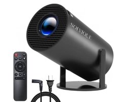 Solvique® Premium Mini Beamer 2025 Editie - Smart Projector met 4K-ondersteuning - WiFi 6 & Bluetooth 5.4 - Android 13.0 - Draagbaar - Home Cinema - Geschikt voor IOS en Android - Zwart