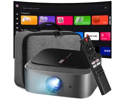 Strex Beamer - Smart 1080P Full HD Projector - 4K Ondersteuning - WiFi & Bluetooth - Ingebouwde Speakers - Draagbare Mini Beamer Thuisbioscoop - WhaleOS - Inclusief Opbergtas & Projectiescherm