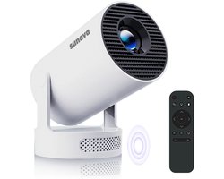 Sunova HY300 Smart Mini Beamer – Android 11 – 4K Ondersteuning – Wifi & Bluetooth – Draagbare Projector met Ingebouwde Speaker – Ideaal voor Thuisbioscoop en Outdoor Gebruik – Wit