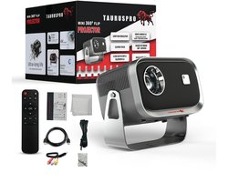 TAURUSPRO® Mini Beamer & Projector – Full HD 1080p – 4K Ondersteuning – Android 11.0 – Draagbare Beamer voor iOS & Android – WiFi 6 & Bluetooth 5.2 – Inclusief HDMI & Afstandsbediening – Home Cinema