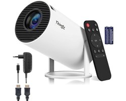 Thingy® Ultra Mini Beamer - 4K Ondersteuning - Projector - WiFi 6 & Bluetooth 5.4 - Beamer - Inclusief Hdmi Kabel, Extra Lange Voedingskabel & Batterijen - Geschikt voor IOS en Android - USB-C - Home Cinema