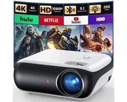 Tresaro - Beamer - 1080P Bluetooth Projector - Full HD - Draagbare buitenfilmprojector met ingebouwde luidspreker - HDMI - Voor IOS & Android - USB - AV