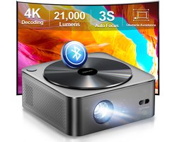 ULTIMEA Native 1080P met Autofocus&6D Trapeziumcorrecti, 4K Thuisbioscoop Beamer, grijs