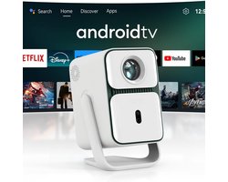 Ultra Smart Beamer met Android TV - Projector met Netflix - Native Full HD1080P - 120° Rotable - Auto Focus Keystone - Bluetooth & Wifi - 10W Speakers - Draagbare Mini Projector