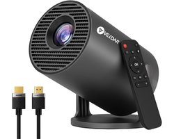 Vendar® YA350 Pro Mini Beamer 2025 – 350 ANSI Lumen – Inclusief HDMI Kabel - Smart Projector met 4K-ondersteuning – Geïntegreerd Android 14 – WiFi 6 & Bluetooth 5.4 – Voor iOS & Android – Thuisbioscoop – Zwart